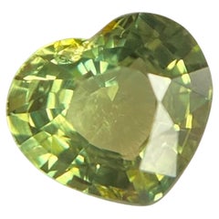 Untreated Vivid Green Yellow Sapphire IGI Certified Unheated Heart Cut Gem