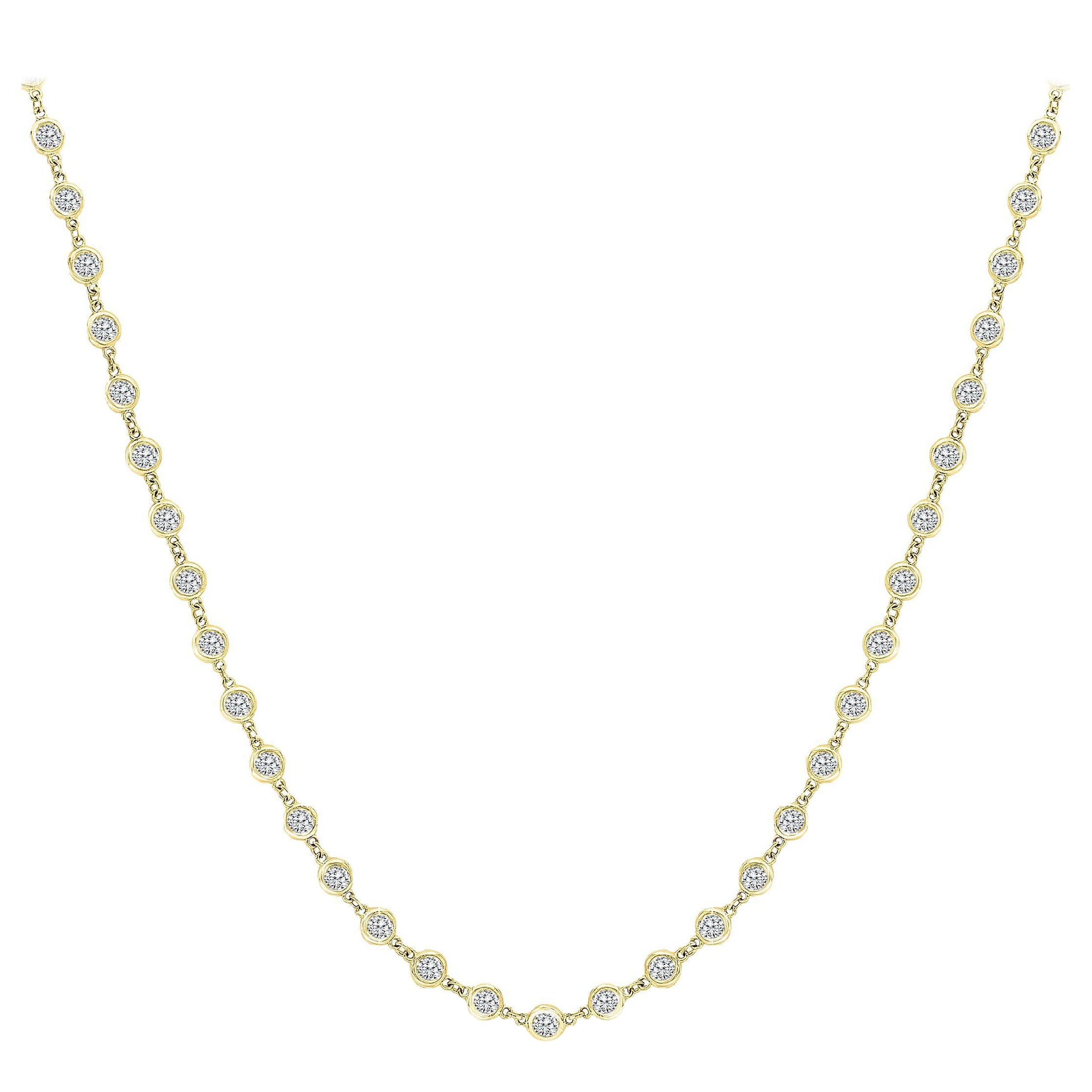 Chaîne collier au mètre en or jaune 14 carats avec diamants de 6,60 carats