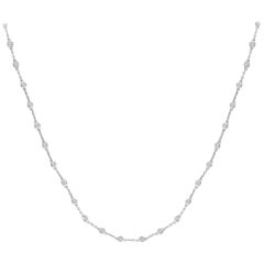 Chaîne collier à chaîne en or blanc 14 carats avec diamants de 3,33 carats