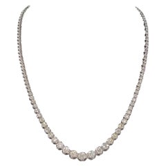 5.95 Carat Diamond White Gold Riviera Graduated Tennis Necklace