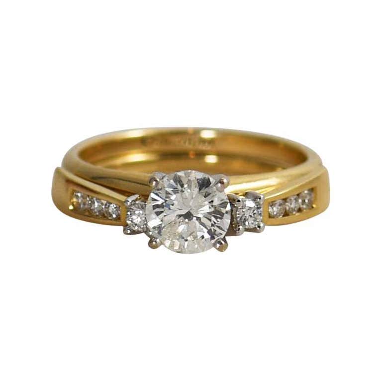 14k Yellow Gold Diamond Wedding Ring Set 103ct Center Diamond G H I2 For Sale At 1stdibs 
