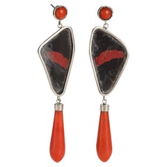 10 Karat Schmetterlingsohrringe mit Vintage-Koralle