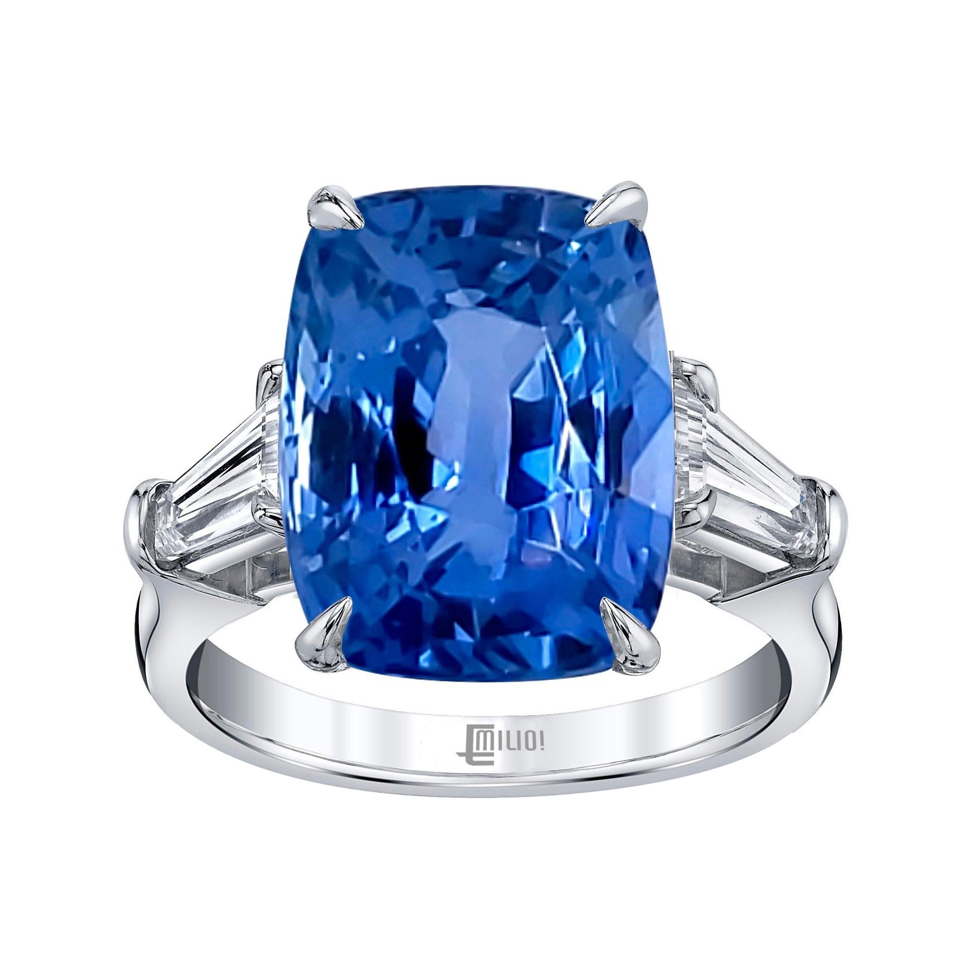 Emilio Jewelry Certified 3.70 Carat No Heat Ceylon Sapphire Ring
