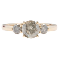 1.36ctw Salt and Pepper Diamond Three-Stone 14K Yellow Gold Engagement Ring