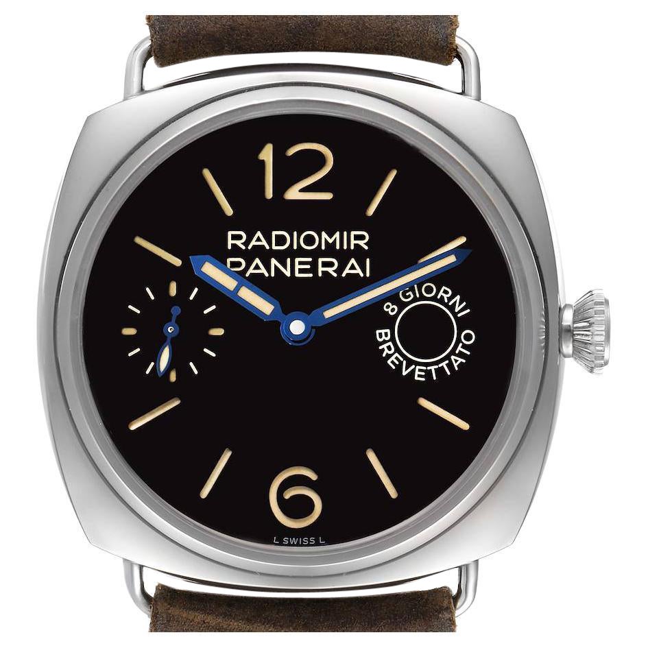 Panerai Radiomir 8 Days Otto Giorni Steel Mens Watch PAM00992 Box Card For Sale