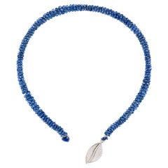 Rosior "Briolette" Cut Sapphire and Diamond White Gold Necklace