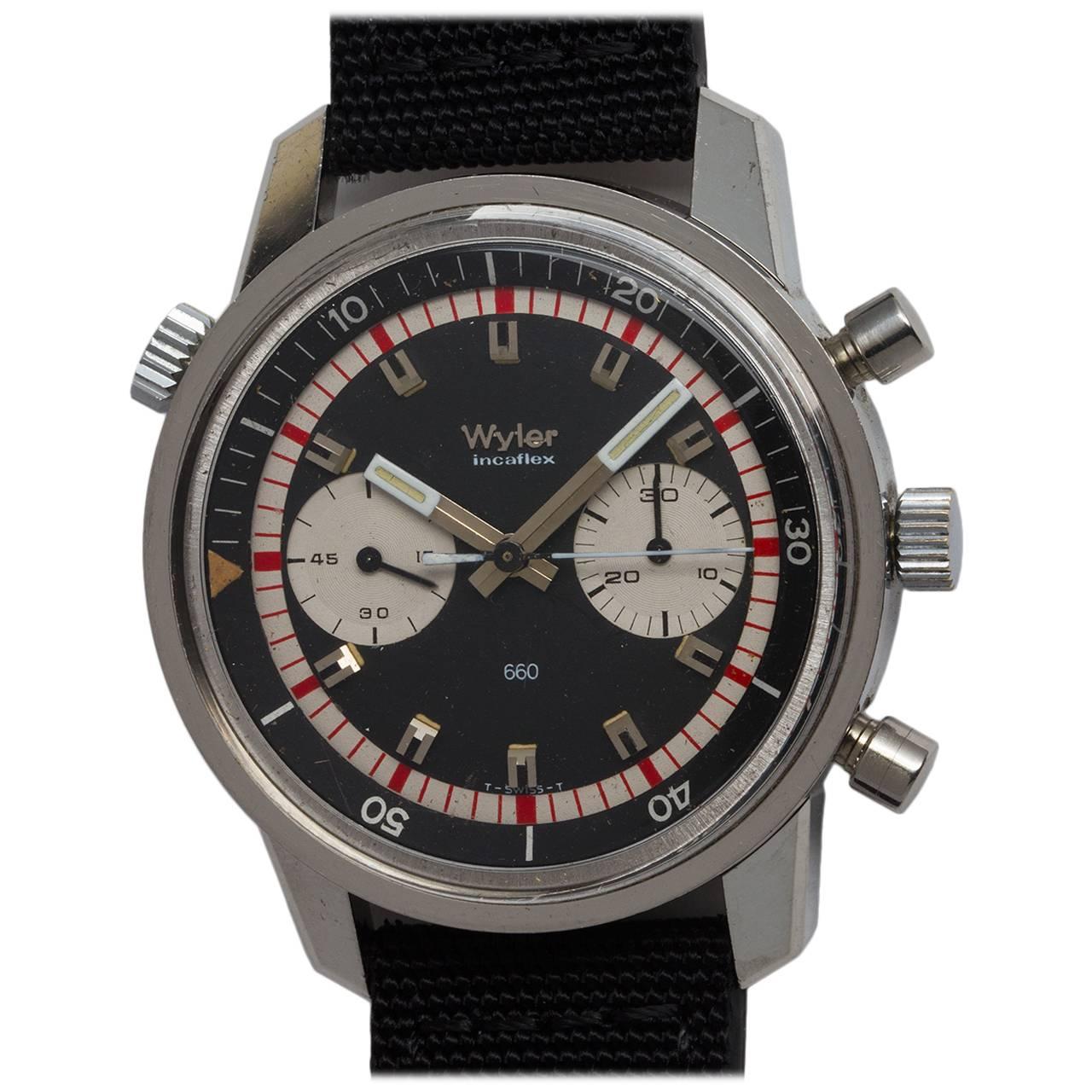 Wyler Stainless Steel Incaflex Chronograph Wristwatch 