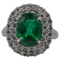 Zambian Oval Emerald Ring 3.93 Carats Insignificant C.Dunaigre Certified Unworn