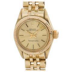 Rolex Tiffany Lady's Yellow Gold Oyster Perpetual Wristwatch Ref 6700 circa 1963