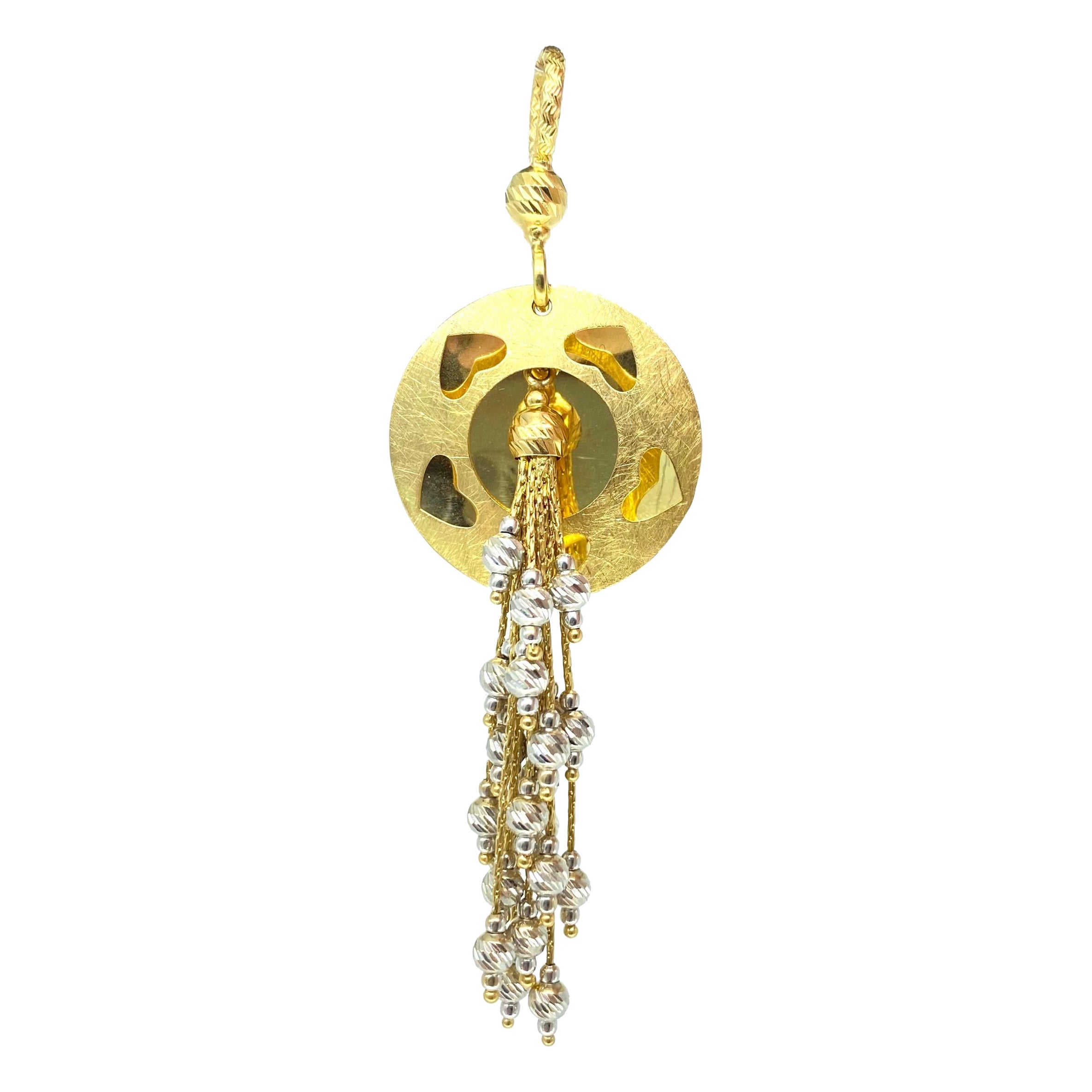 Designer Heart Chandelier 18k Gold Fancy Drop Pendant For Sale