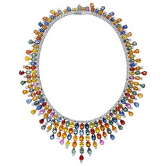 Emilio Jewelry 227,00 Karat natürlicher mehrfarbiger Saphir Halskette 