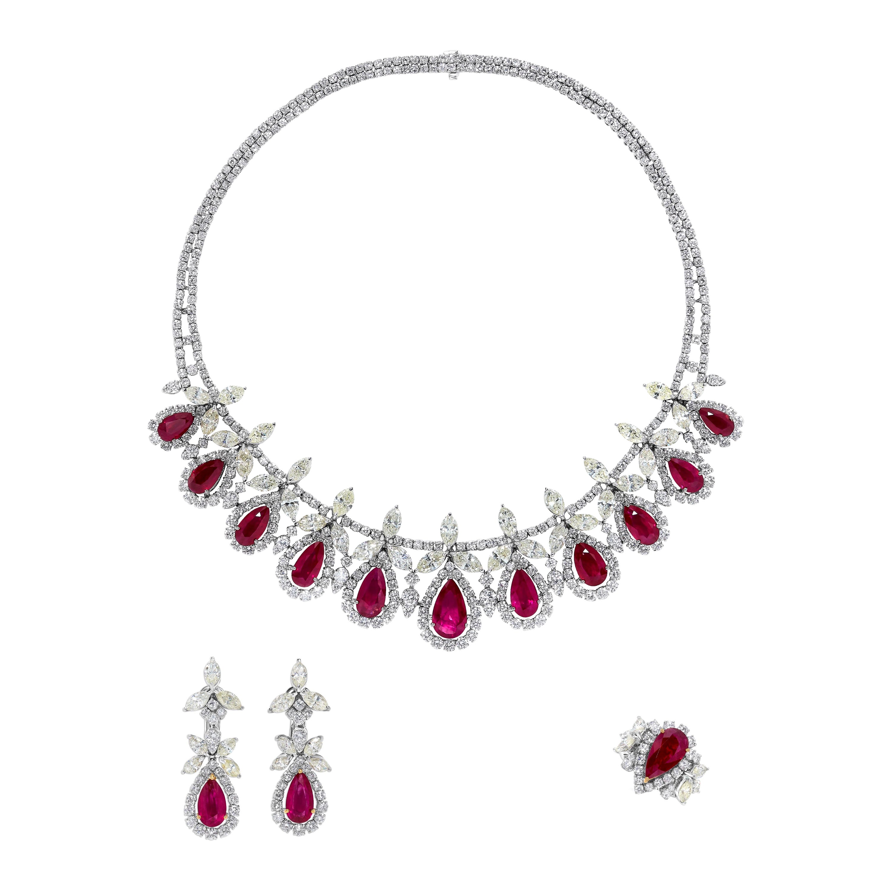 Emilio Jewelry 113.00 Carat Ruby Diamond Suite 