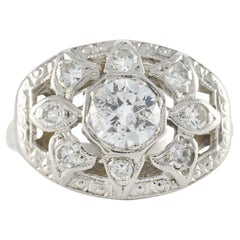 Retro Art Deco Diamond Flower Ring