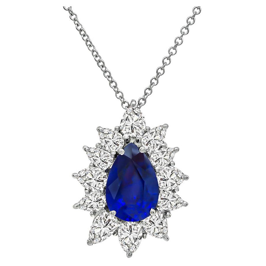 3.50ct Sapphire 3.00ct Diamond Pendant Necklace