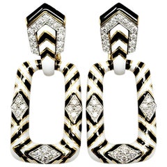 David Webb Kingdom Collection Diamond and Enamel Zebra Non-Pierced Earrings