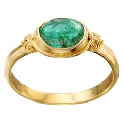 Steven Battelle 1.1 Carats Cabochon Emerald 18K Gold Ring