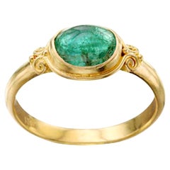 Steven Battelle 1,1 Karat Cabochon Smaragd 18K Gold Ring