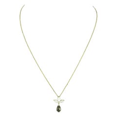 New 18k Gold 1.70ct GIA Pear Alexandrite Marquise Diamond Dangle Pendant & Chain