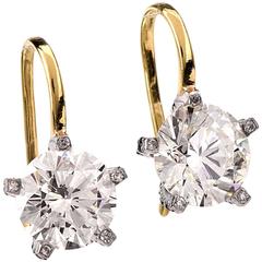 Stunning 6.78 Carat Diamond Sapphire 18k Gold Platinum Earrings 10