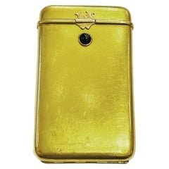 Antique 18K Yellow Gold Sapphire French Vanity Vertu Cigarette Case