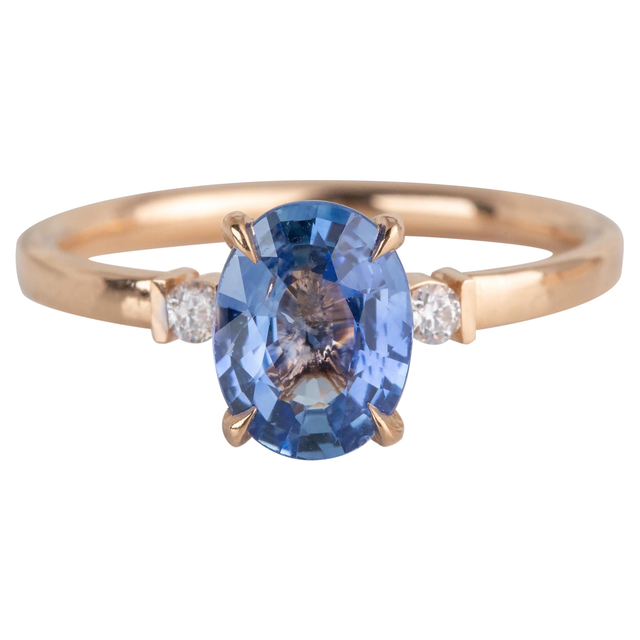 For Sale:  14k Rose Gold 1.37 Ct. Oval Sapphire and Diamond Ring