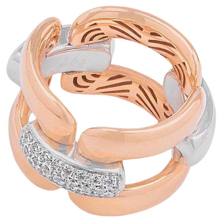 For Sale:  18k Rose and White Gold, White Diamonds Groumette Ring