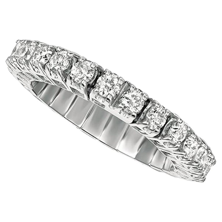 For Sale:  1.00 Carat Natural Diamond Eternity Band Ring Stretch GSI 14K White Gold