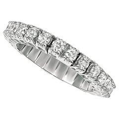 1.00 Carat Natural Diamond Eternity Band Ring Stretch GSI 14K White Gold