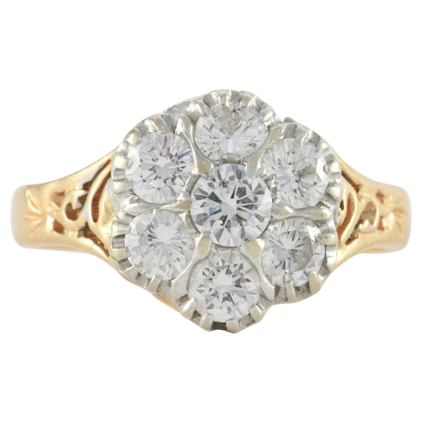 Bague grappe de fleurs vintage en diamants