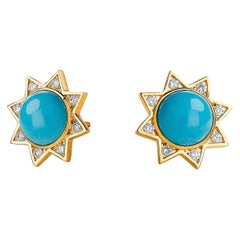 Syna Cosmic Star Studs with Sleeping Beauty Turquoise and Diamonds