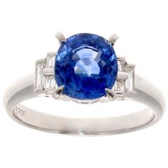 2.80 Carat Sapphire Diamond Platinum Ring