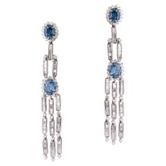 Diamond blue  Sapphire Earring in 18k gold
