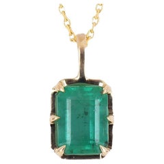 2.02ct 14K Emerald Georgian Styled 6-Prong Solitaire Pendant