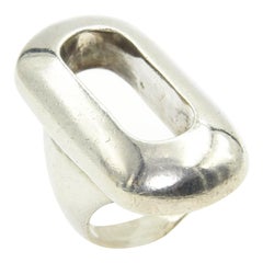 Modernest 1970s S'Paliu Sterling Silver Open Oval Ring