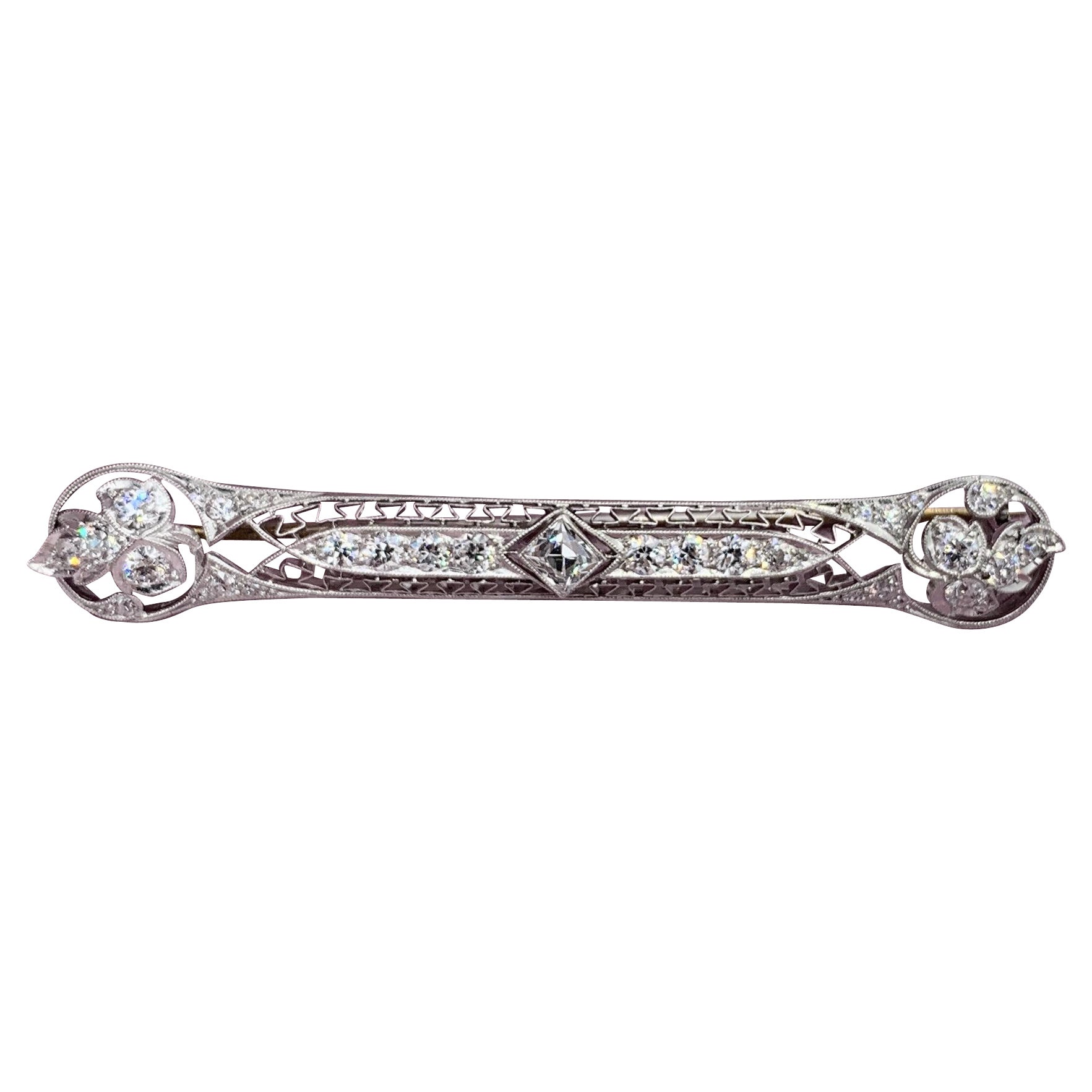 Tiffany & Co Broche ancienne de 1900 en platine avec diamants de 2,5 carats de taille vieille mine