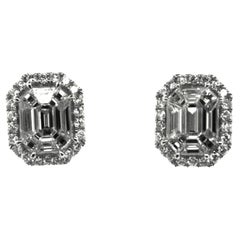 Illusion Setting Diamonds Stud Earrings in 18 Karat White Gold