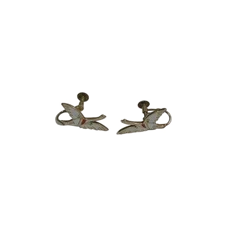 Erik Magnussen Sterling Silver/Enamel Earrings 'screws', The Nordic Swans For Sale