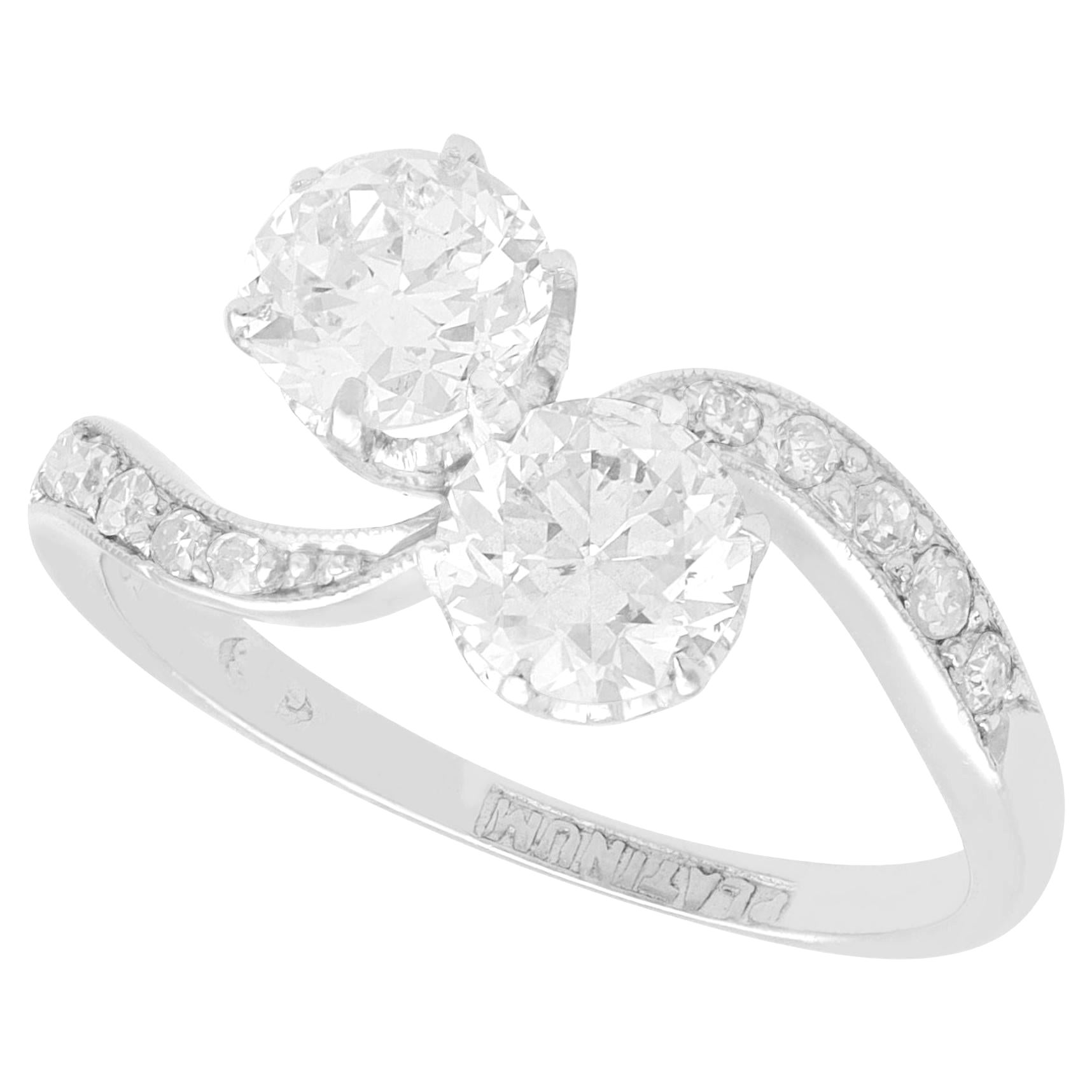 1920s Antique 1.53 Carat Diamond and Platinum Twist Engagement Ring For Sale