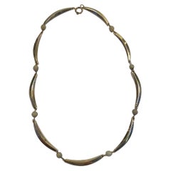 Dänische dänische 14K Gold Halskette mit Perlen