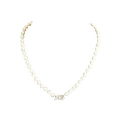 Pearl Necklace of Round White Saltwater Pearls with 18ct Lock of White Gold