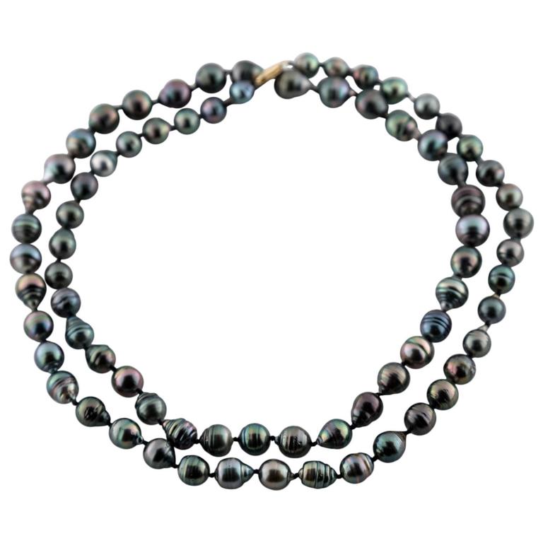 Black Tahitian Pearl Necklace For Sale at 1stDibs