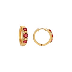 Ruby Diamond Trio Hoop Earrings