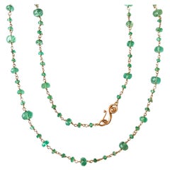 Vintage Dalben Emerald Beads Rose Gold Necklace