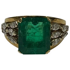 Emerald Ring 18k Yellow and White Gold with Diamonds