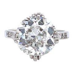 Art Deco GIA 4.75 Carat Old European Cut Diamond Platinum Engagement Ring