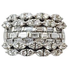 7 Row Diamond Gold Wide Band Ring