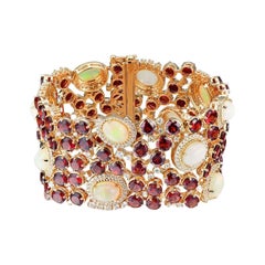 Garnet, Opal and Diamond Cuff