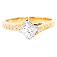 0.70 Carat Princess Cut Diamond Contemporary Engagement Ring in 18 Carat Gold