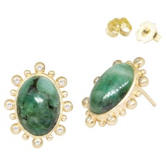Athena Emerald Gold 18k Stud Earrings