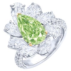 Emilio Jewelry GIA Certified 3.00 Carat Fancy Green Diamond Ring